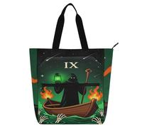 miaozhen Borsa decorativa per libri artistici per bambini ragazzi ragazze tarocchi triste mietitore gotico horror Halloween tasca esterna con cerniera resistente riutilizzabile libro biblioteca per