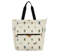 miaozhen Borsa decorativa per libri Borsa per libri per bambini adulti vibrante insetto farfalla scarabeo libellula 600D tessuto Oxford borse a tracolla con tasche con cerniera per scuola e tempo di