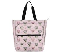 miaozhen Borsa decorativa per libri per bambini per ragazzi ragazze donne carino cucciolo cane faccia resistente all'acqua biblioteca libro tote bag con tasche per la scuola shopping viaggi