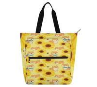 miaozhen Borsa decorativa per libri per bambini per ragazzi ragazze donne mamma girasole cane donne ragazza facile da pulire borsa a tracolla con cerniera per la scuola shopping viaggi