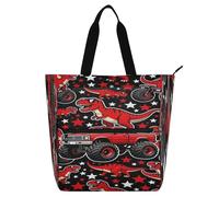 miaozhen Borsa decorativa per libri per bambini studenti adulti Dino T-rex mostri camion bambini ragazzi tessuto maniglie ragazze Resuable Shopping Bag con cerniera per scuola lavoro viaggi