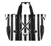 miaozhen Borsa della spesa riutilizzabile pieghevole con borsa con cerniera | Borse utilitarie,Con scomparti,Disco bastone da hockey su ghiaccio Vintage Patriottico