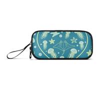 miaozhen Borsa di Matita In Nylon Con Manico Sottomarino Animale Medusa Verde Fluorescente Grande Capacità Matita Caso di Stoccaggio Sacchetto di Cancelleria per Le Donne Della Scuola