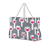 miaozhen Borsa impermeabile portatile per la spiaggia con cerniera Divertente Paradise Emu Head Grigio tote bag per Piscina Palestra Drogheria Viaggi