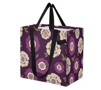 miaozhen Borsa in tela riutilizzabile da cucina, borsa per la spesa, per donne, ospedale, shopping, spiaggia, viaggi, Inghilterra, Tudor, rosa, cachi, viola