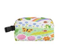 miaozhen Borsa per il pranzo con tasche con cerniera Scatole per il pranzo per le donne con fibbia Borsa termica per la spiaggia Viaggi Illustrazione infantile Farfalla Arcobaleno Fiore Ape colorato