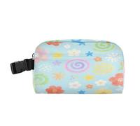 miaozhen Borsa per il pranzo da uomo, a mani libere, con fibbia, di grande capacità, per spiaggia, viaggi, cartone animato, carino e colorato, fiori circolari Bolsa de lonchera para ninos
