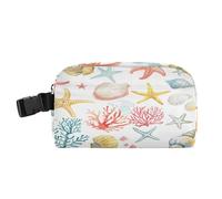 miaozhen Borsa per il pranzo per adulti, impermeabile, espandibile, per bambini, con fibbia, per lavoro e scuola, stile corallo stella marina conchiglie animali morbido verde blu bianco bulto para