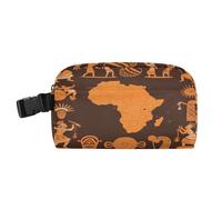 miaozhen Borsa per il pranzo riutilizzabile con tasche con cerniera per ragazze scatola per il pranzo con fibbia borse termiche isolate per asilo retrò continente africano arancione marrone Bolsa de