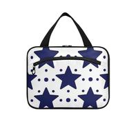miaozhen Borsa per la cura della pelle da appendere con gancio, design compatto per viaggiatori estuches para maquillaje L, stelle blu scuro puntino bianco, moderno