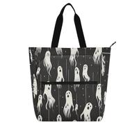miaozhen Borsa per libri decorativi Borsa per libri per bambini ragazzi ragazze Poltergeist Hanging Fantasmi Hallween Tasca esterna con cerniera Riutilizzabile Borsa da spiaggia con cerniera per