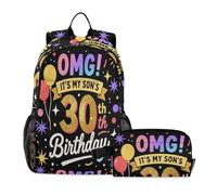 miaozhen Borsa per libri per ragazze adolescenti con portapranzo Omg It's My Son's 30th Birthday School Bag For Boy 7-10