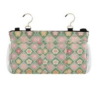 miaozhen Borsa portaoggetti da appendere al comodino con motivo floreale, con tasche organizer per dormitorio universitario essenziale, sponde letto ospedaliere, campeggi organizadores de cuarto