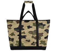 miaozhen Borsa termica isolata di grande capacità per cibi caldi/freddi Borse della spesa riutilizzabili per la spesa con cerniera Shopping Cibo Viaggi Spiaggia Campeggio Retro Camouflage Verde