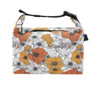 miaozhen Borsa termica per il pranzo per bambini della Macedonia del Nord, con papaveri e fiori, borsa a tracolla per adulti per viaggi all'aperto