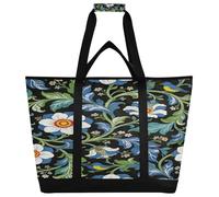 miaozhen Borsa termica termica con cerniera, mantiene il cibo caldo o freddo, portatile, da viaggio, per spiaggia, viaggi, picnic, William Morris, fiori blu