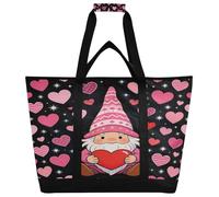 miaozhen Borsa termica termica mantiene il cibo caldo o freddo, borsa della spesa riutilizzabile, per viaggi, pranzo, campeggio, spiaggia, San Valentino, gnomi cuore amore