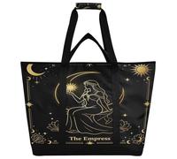 miaozhen Borsa termica termica mantiene il cibo caldo o freddo, pieghevole, riutilizzabile, con manici, per shopping, viaggi, spiaggia, campeggio, mistica, celeste, imperatrice, sole, luna