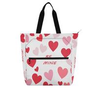 miaozhen Borsa tote per bambini per ragazzi ragazze donne, Be Mine Red Peach San Valentino leggera riutilizzabile borsa da spiaggia con cerniera per college shopping spiaggia