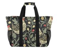 miaozhen Borsa tote per spiaggia William Morris pollo rosso scuro nero pieghevole tela anti-sabbia