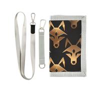 miaozhen Borsa Trifold American Anime Lupo Bronzo Nero