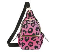 miaozhen Borse a tracolla da donna Neon Sundown Leopard rosa nero | Borsa a tracolla leggera da donna con tasche multiple per corsa, pesca