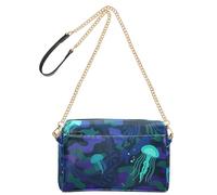 miaozhen Borse a tracolla per le donne piccole borse a tracolla in pelle vegana mimetica subacquea nera blu medusa borse quotidiane con cerniera borse a tracolla