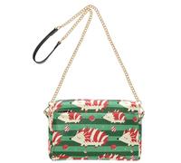 miaozhen Borse a tracolla piccole per le donne in pelle vegana a righe rosse e verdi giocoso riccio natalizio da donna borse casual borsa a tracolla impermeabile