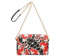 miaozhen Borse a tracolla piccole per le donne in pelle vegana piatta nera scorpioni stelle rosse bianche borse casual da donna borsa a tracolla con zip