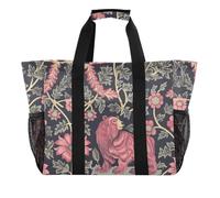 miaozhen Borse da spiaggia William Morris Style Bear Peach blu scuro pieghevole tela anti-sabbia