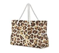 miaozhen Borse da viaggio impermeabili per le donne con cerniera Animal Leopard Fur Print Brown grandi borse tote per le donne per il lavoro Buono per viaggi piscina nuoto spiaggia vacanza necessità