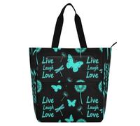 miaozhen Borse decorative per bambini per bambini adulti dente di leone blu farfalla amore 600D tessuto Oxford borse a tracolla con tasche con cerniera per la scuola shopping viaggi