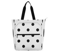 miaozhen Borse decorative per bambini per ragazzi ragazze donne carino pois neri tasche multiple biblioteca libro borsa con cerniera per la scuola shopping drogheria