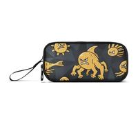 miaozhen Borse di Matita di Nylon Per I Ragazzi Angry Animal Shark Fish Arancione Nero Grande Capacità Cerniera Mesh Astuccio Cancelleria per Elementare Preppy estuche para