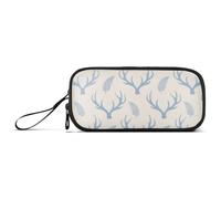 miaozhen Borse di Matita di Nylon Per La Scuola Antler e Foglia Grigio Blu Grande Capacità Cerniera Mesh Matita Cassa Cancelleria per Bambini Elementari estuche para