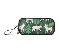 miaozhen Borse di Matita di Nylon Per Le Ragazze Animale Della Giungla Volpe Verde Bianco Grande Capacità Scuola Matita Caso di Cancelleria Sacchetto per Infermiera Elementare