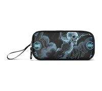 miaozhen Borse di Matita di Nylon Per Ragazzi Anime Stile Evil Skeleton Tarocchi Nero e Blu Grande Capacità Scuola Matita Caso di Cancelleria per la Scuola Media Ragazzi estuche para