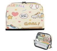 miaozhen Borse di matita Grande Capacità Sacchetto di Trucco Ad Alta Capacità Cancelleria Organizzatore per Le Ragazze Viaggio Baseball Goal Modello Giallo cartuchera para ninos