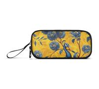 miaozhen Borse di Matita In Nylon Per La Scuola Neo-realismo Peacock Butter Giallo Blu Grande Capacità Art Matita Caso Sacchetto di Cancelleria per College Boys estuche para