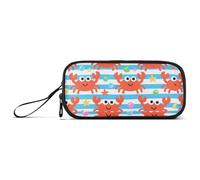 miaozhen Borse di Matita In Nylon Per Ragazze Adolescenti Granchio Rosso Bianco Blu Striscia Ad Alta Capacità Matita Caso di Cancelleria Organizzatore per College Teen Girls estuche para