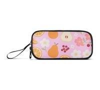 miaozhen Borse di Nylon Bacca Arancione Pera Texture Floreale Rosa Grande Capacità Matita Caso di Stoccaggio Cancelleria Organizzatore per Scuola Media Ragazzi estuche para