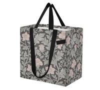 miaozhen Borse di tela alla moda borse della spesa da cucina borsa da spiaggia per donne addio al nubilato regali vintage fiori rosa William Morris grigio