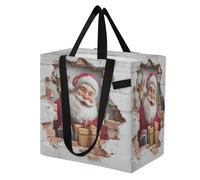 miaozhen Borse di tela pieghevoli da cucina borse della spesa borsa della lavanderia per le donne addio al nubilato regali per feste di addio al nubilato illusione ottica 3D arte murale Babbo Natale