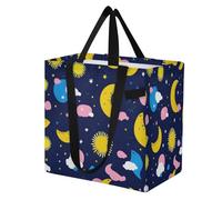 miaozhen Borse di tela riutilizzabili borse della spesa da cucina borsa da viaggio per le donne accessori da picnic divertente paradiso sole e luna