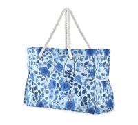 miaozhen Borse di totalizzatore impermeabili della chiusura lampo per il viaggio con la chiusura lampo Deep Blue Roses tote bags per lavoro con portabicchieri sul lato
