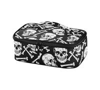 miaozhen Borse per il pranzo isolate per le donne ossa del cranio dipinto bianco e nero ragazza Lunch Box Beach loncheras para Chicas