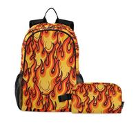 miaozhen Borse per libri per ragazzi con borsa per il pranzo gatto graffiti fuoco fiamma 18L/librerie con lunchbox per ragazzi, 9-10 anni, mochila escolar para ni?as