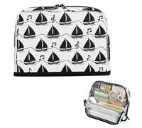 miaozhen Borse per matite Borsa cosmetica di grande capacità Borsa multiuso leggera per studenti universitari scuola must-have nero bianco Nota barca a vela cajas para lápices escolares