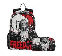 miaozhen Borse per ragazzi della scuola Gatto Graffiti Drip-style Free Basket 18L/Zaino con Lunchbox per ragazzi, 7-10, mochilas para ni?as con lonchera