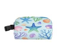 miaozhen Borse termiche isolate conveniente uomini Lunch Box con fibbia isolato Cooler Bag per il lavoro ufficio Childish acquerello sotto Marine Starfish Colorful Bolsa para almuerzo de Hombre